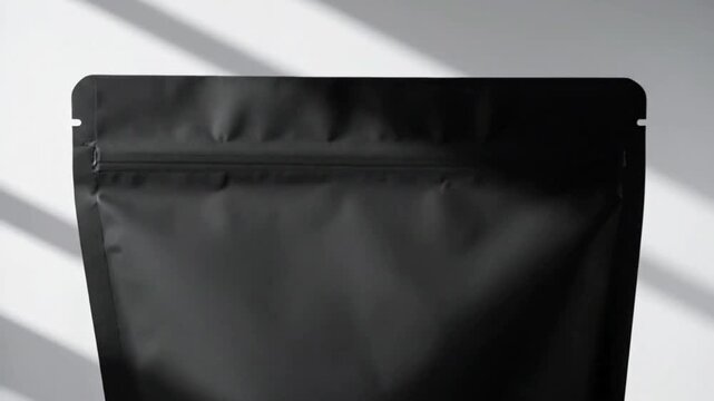 A sleek black pouch featuring minimalist design and soft shadows.