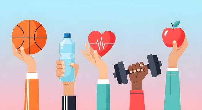 Ilustraci&oacute;n del concepto de ejercicio y estilo de vida saludable