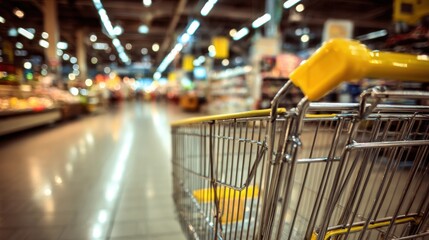 Naklejka premium Routine shopping activity where customers purchase groceries and household essentials from large retail stores, offering variety, convenience, and efficient access to daily needs. 