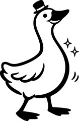 Obraz premium Funny goose cartoon set simple hand drawn black and white geese with cute emotions playful poses and daily life scenes