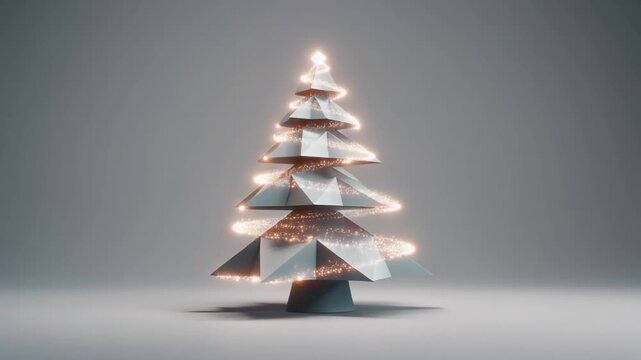 Abstract modern christmas tree form isolated on white seamless loop element