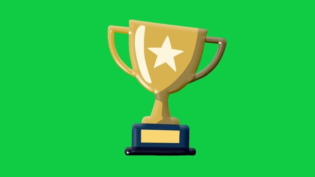 2D Animated Trophy Cup with Gold Winner Detail for Achievement Award Concept Clean Flat Design