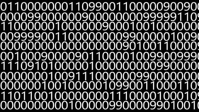 Digital data stream on black screen display