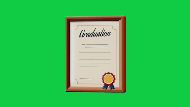 2D Animated Certificate Diploma with Seal Detail for Achievement Education Concept Elegant Flat Design