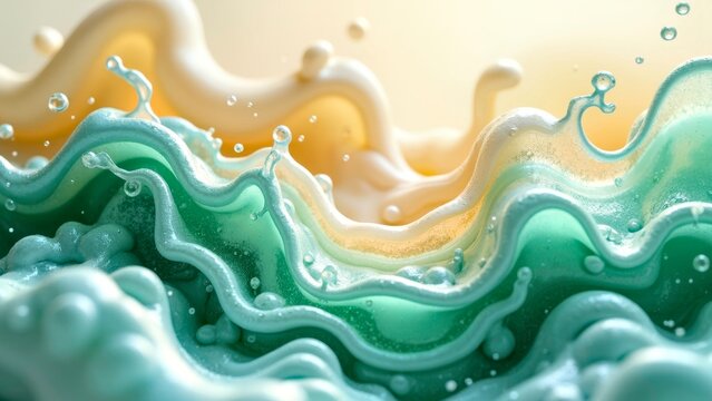 Yellow green fluid art illustration
