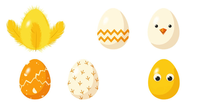 Colorful and playful cartoon eggs with unique patterns and faces
