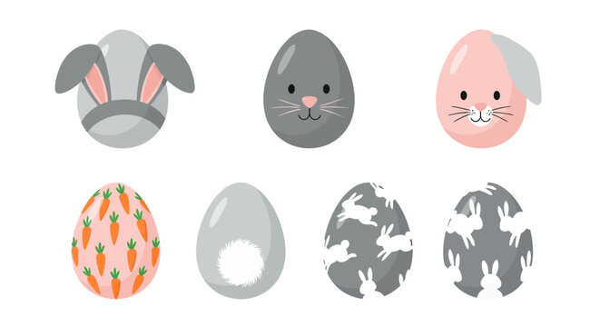 Creative easter eggs designed with playful animal faces and patterns.