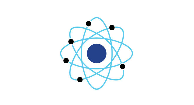 Atomic structure vector illustration showcasing electrons orbiting the nucleus in a simplified