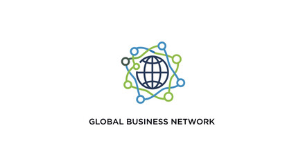 Fototapeta premium Global business network icon design with a connected world logo for branding and marketing