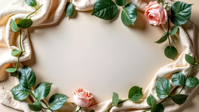 Flower and leaf circular border illustration