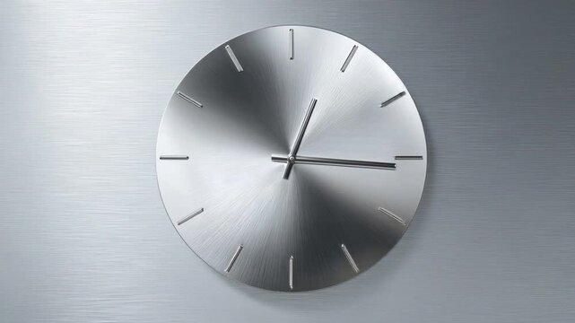 Modern wall clock metal silver minimalist design round time decor stainless steel wall mount home decor modern metal clock brushed steel wall minimalist design contemporary office decor