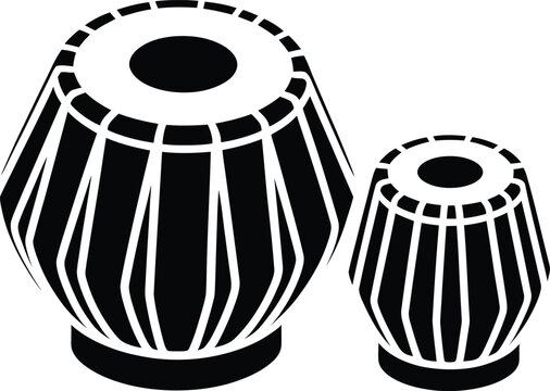 Tabla drum set icon, traditional indian musical instrument