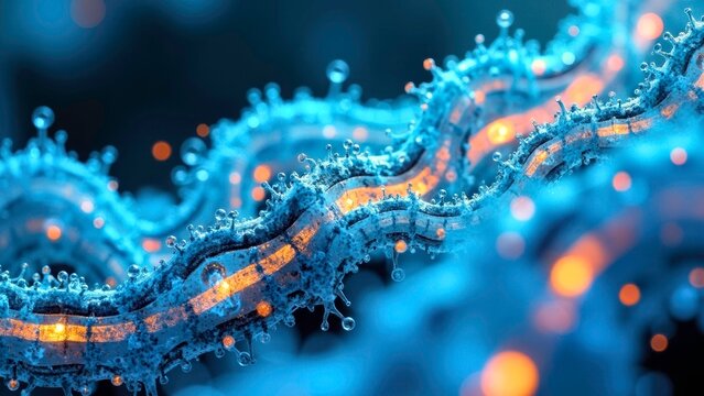 Blue Gold Wave Micro Technology Illustration