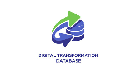 Fototapeta premium Digital transformation database concept with arrows depicting the cyclical data process.