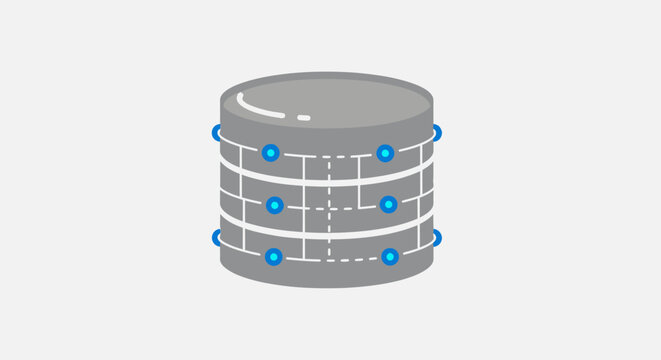 Conceptual illustration of a data storage database server with a clear diagrammatic format