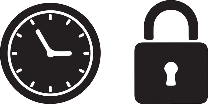 Time and security lock combination icon