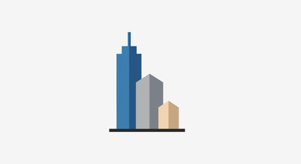 Obraz premium Minimalist representation of modern city skyscrapers in a graphic vector illustration
