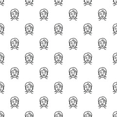 Woman face icons showing skin tightening and cosmetic surgery indications repeat in a pattern