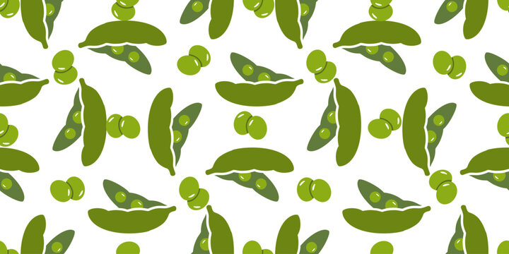 edamame seamless pattern. edamame icon vector illustration. green edamame flat illustration. edamame beans seamless pattern illustration