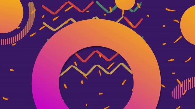 Animation of circles shapes moving over purple background