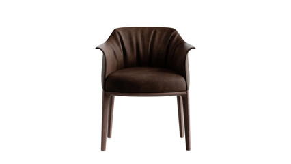 Fototapeta premium Modern brown leather chair with a wood frame for living room or office furniture. 