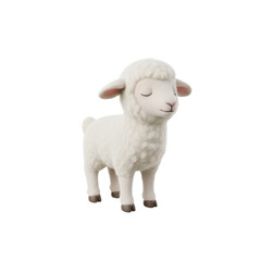 Fototapeta premium Cute Fluffy White Lamb with Closed Eyes
