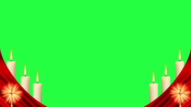The majestic golden symbols emit radiant light bursts from the lower edges. The vibrant green background allows for easy replacement and custom text.