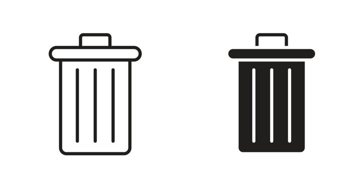Trash icons. Vector illustration. Editable stroke. Isolated icon suitable for web,