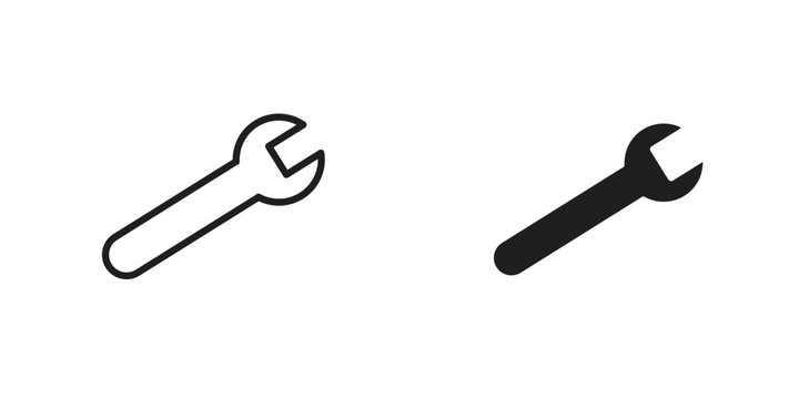 Wrench icons. Vector illustration. Editable stroke. Isolated icon suitable for web,