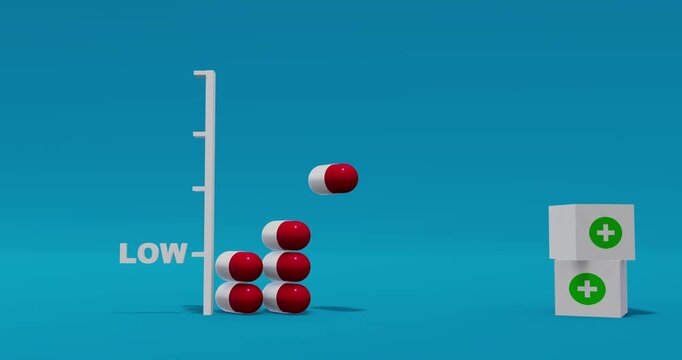 Pills filling rising health meter medication dosage concept