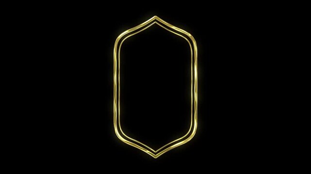 Islamic Gold Frame Luxury Background 4K VIP Arabic Ornament Border Alpha Chroma Green Screen