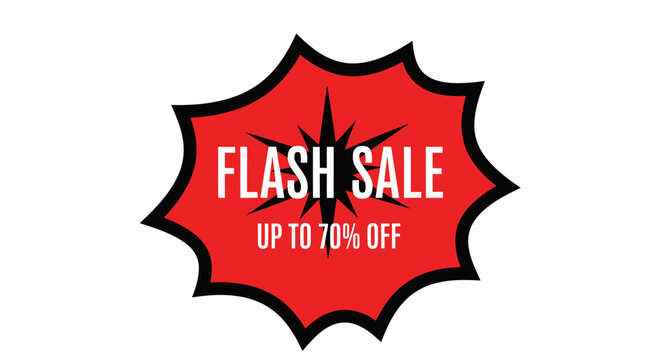 Red starburst graphic with 'FLASH SALE UP TO 70% OFF' text, indicating a limited-time discount promotion.