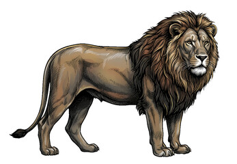 Obraz premium A majestic lion standing alone on a Transparent background