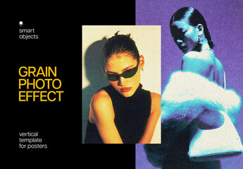 Retro Printed Poster Photo Effect Mockup