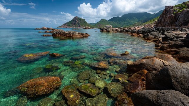 VietNam con dao island coastline rocky limestone soil vietnamese summer