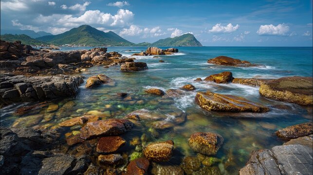 VietNam con dao island coastline rocky limestone soil vietnamese autumn