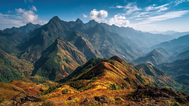 VietNam fansipan mountain ridge coral reefs vietnamese autumn