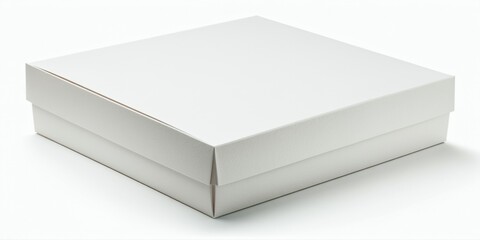 Fototapeta premium White square box, simple design. Clean presentation, blank surface. Ideal for gifts or storage needs. Minimalist aesthetic.