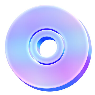 3D Glossy Y2K Holographic Disc Icon - Gradient Pastel CD DVD Media
