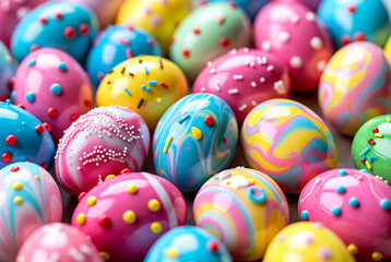 Fototapeta premium Assortment of Colorful and Patterned Easter Eggs