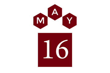 Fototapeta premium May 16 calendar simple maroon color with white background