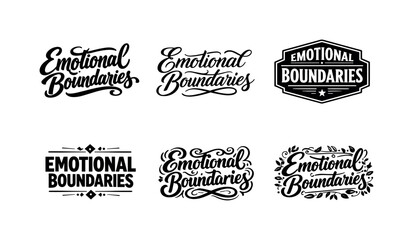 Obraz premium Emotional Boundaries. Set lettering. harmonious lettering variations of the same emblematic concept, each with different artistic interpretation