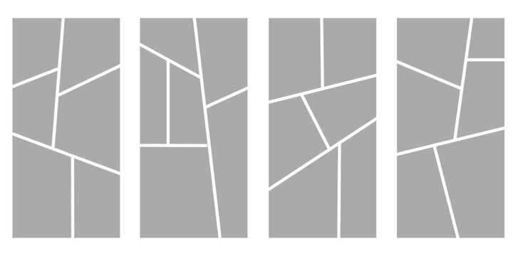 Set of collage grid manga comic storyboard layout panel blank template. Empty page frame for comic book, photo collage, poster, flyer. Vector illustration