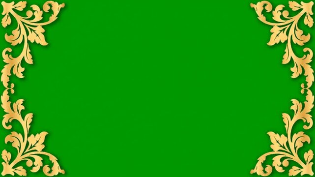 Gold Floral Ornate Green Background Video.