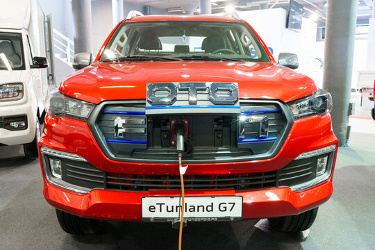 Belgrade, Serbia - March 18, 2026: New Foton eTunland G7 at the BG car show