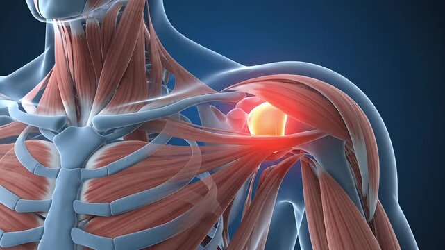 Shoulder Anatomy 3D Medical Highlighting Shoulder Joint Bones and Muscles