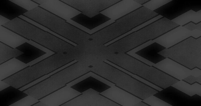 grayscale constructivist pattern  - abstract dark grey geometric shapes moving seamless loop,