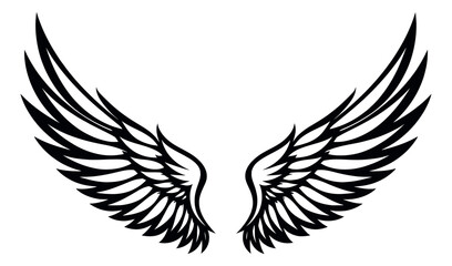 Fototapeta premium Stylized line art illustration of a pair of wings depicting freedom and flight for symbolic designs