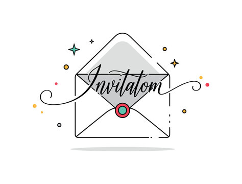 Elegant invitation lettering scene shown through a stylized envelope with a flowing calligraphic name across it, complemented by subtle ornamental accents. The