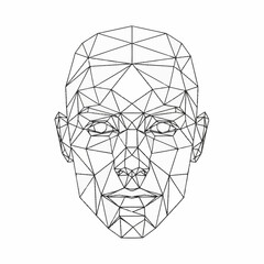Geometric Human Face Outline in Polygonal Style. © Maonah